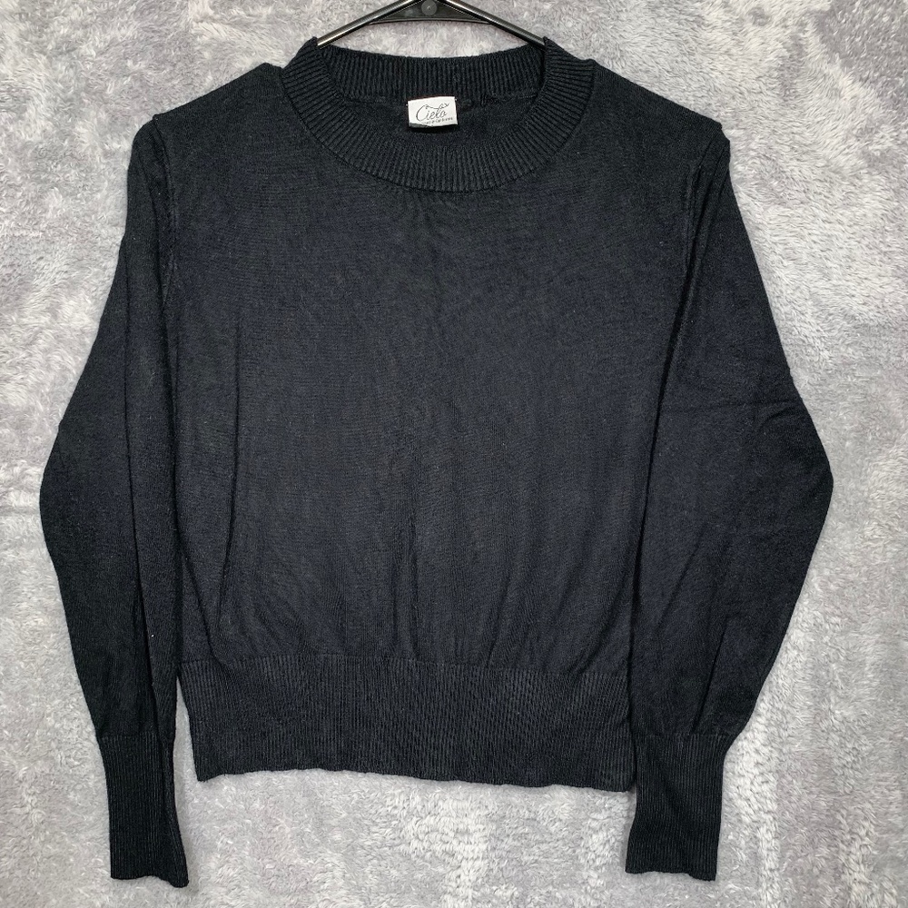 Cielo Sweater Kids Large Black Crewneck Long Sleeve Viscose Blend Pullover